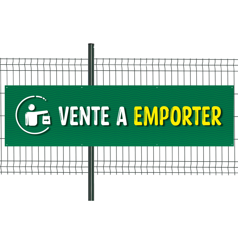 Banderole Prête à imprimer "Vente à emporter" (fixation oeillets) 80x300 cm - Modèle 5 MACAP