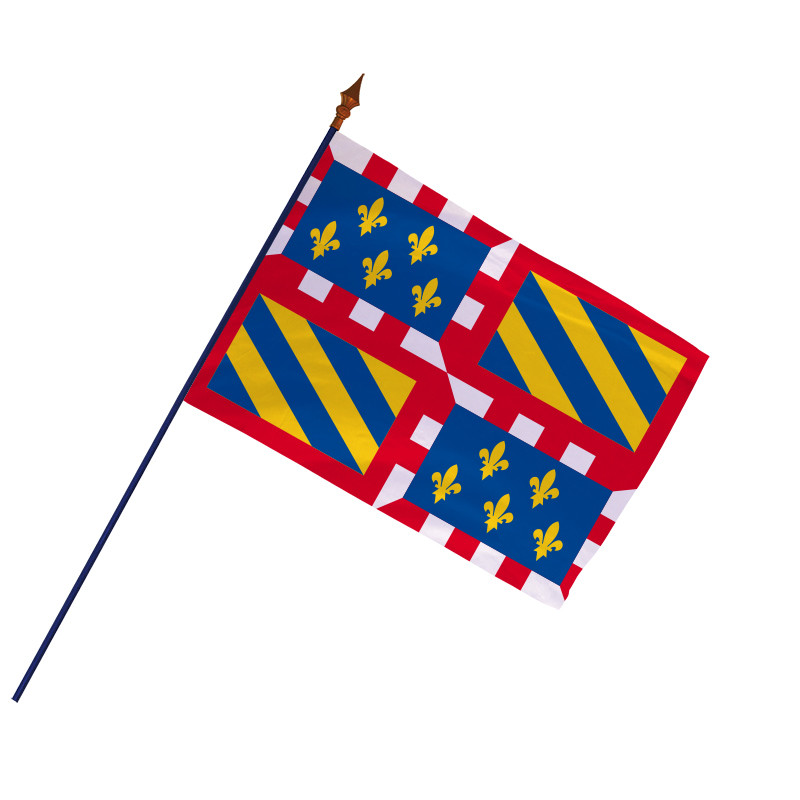 Drapeau Province Bourgogne avec hampe et ourlets côtés | MACAP