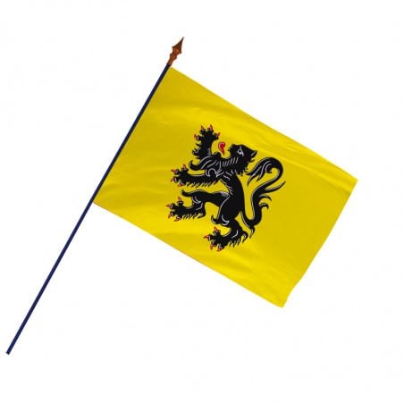 Drapeau Province Flandre  avec hampe et ourlets| MACAP