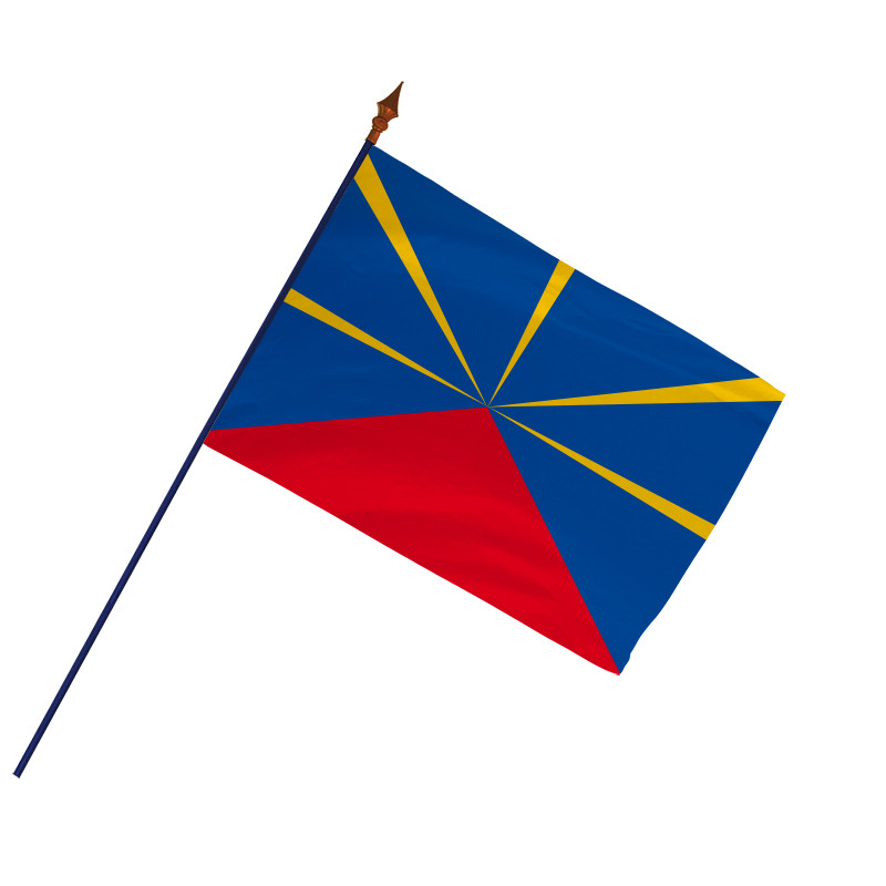 Drapeau Province de la Réunion avec hampe et ourlets | MACAP