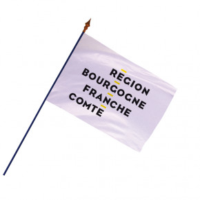 Drapeau Région Bourgogne-Franche-Comté avec hampe et ourlets côtés | MACAP