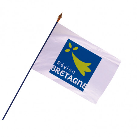 Drapeau Région Bretagne avec hampe et ourlets côtés | MACAP