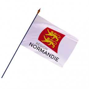 Drapeau Région Normandie avec hampe et ourlets côtés | MACAP