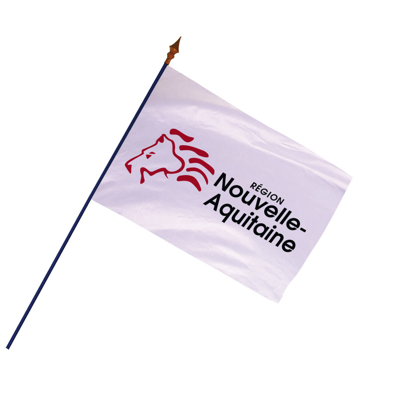 Drapeau Région Nouvelle-Aquitaine avec hampe et ourlets côtés | MACAP