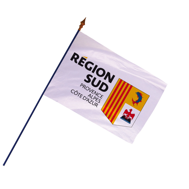 Drapeau Région SUD, Provence-Alpes-Côte d'Azur, hampe et ourlets côtés | MACAP