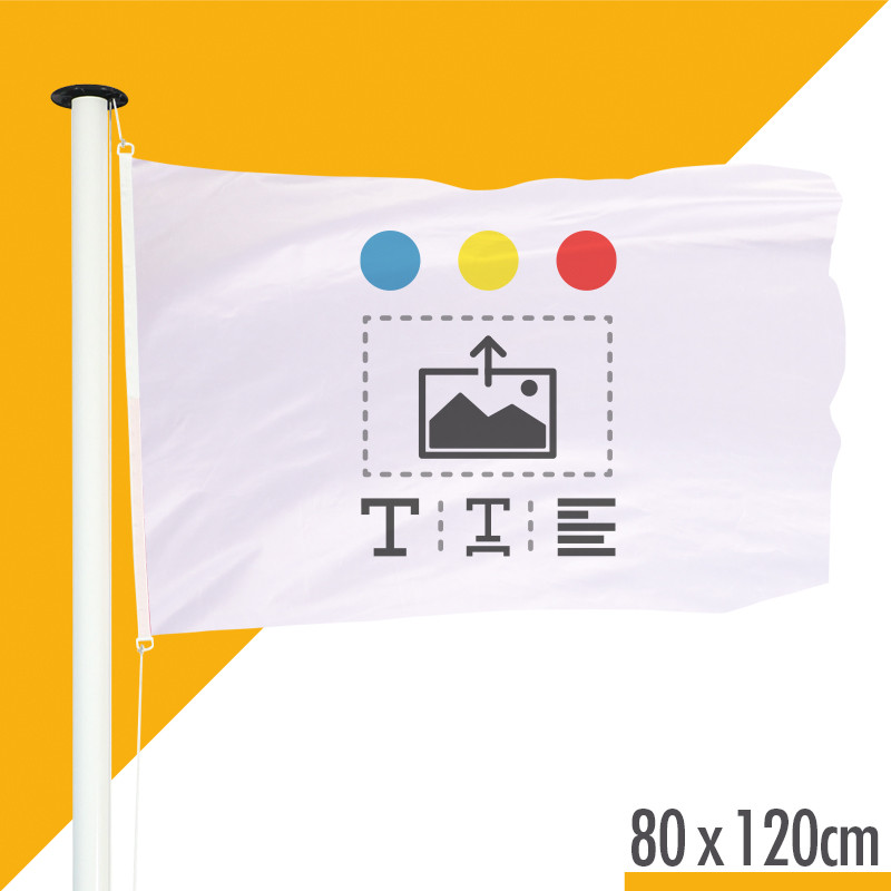 Drapeau pour mât horizontal 80x120 cm et anneaux (création en ligne du visuel)