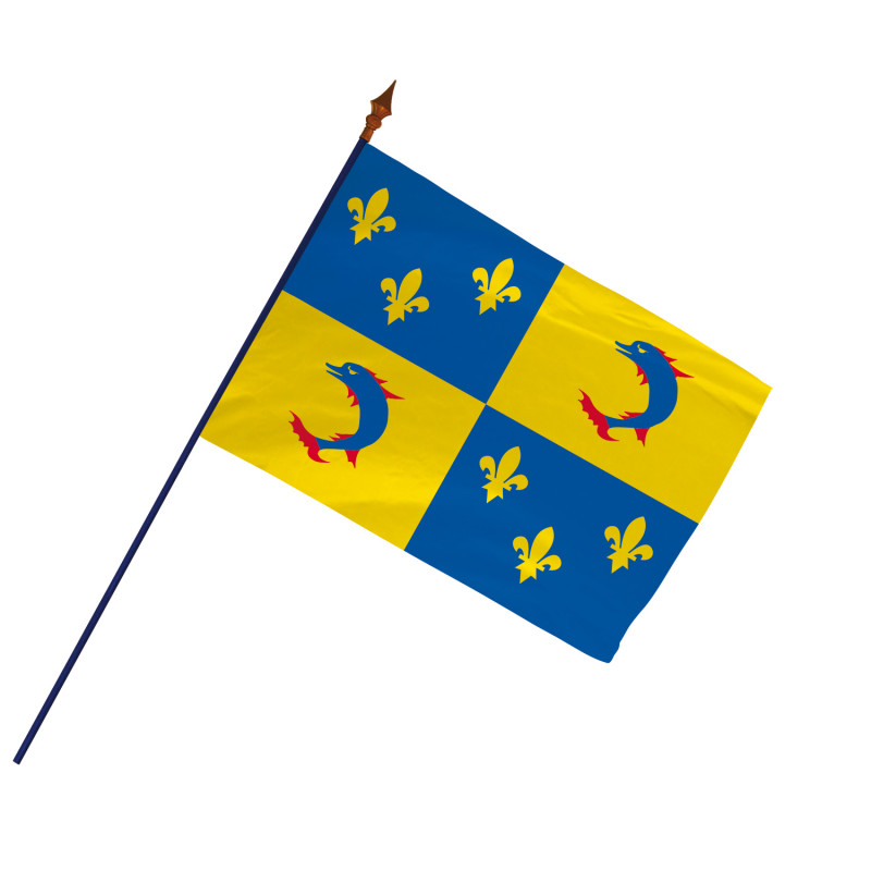 Drapeau Province Dauphiné  avec hampe et ourlets | MACAP