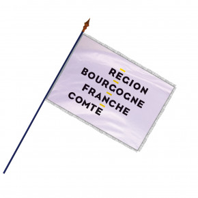 Drapeau Région Bourgogne-Franche-Comté avec hampe, franges et galon argent | MACAP