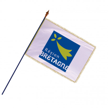 Drapeau Région Bretagne avec hampe , franges et galon or | MACAP