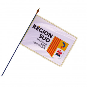 Drapeau Région SUD, Provence-Alpes-Côte d'Azur, hampe, frange et galon or | MACAP