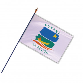 Drapeau Région Guyane avec hampe, franges et galon argent | MACAP