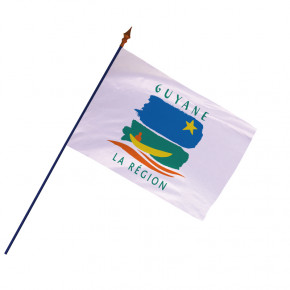 Drapeau Région Guyane avec hampe et ourlets côtés | MACAP