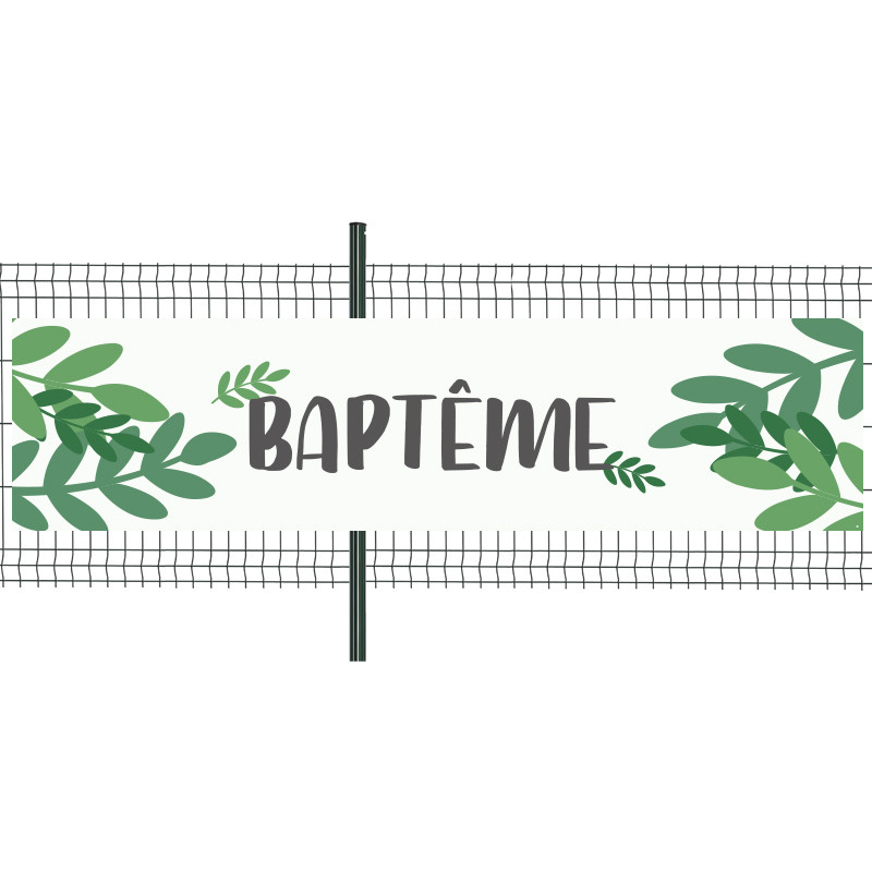 Banderole Prête à imprimer "Baptême" (fixation oeillets) 100x400 cm - Modèle 1 MACAP