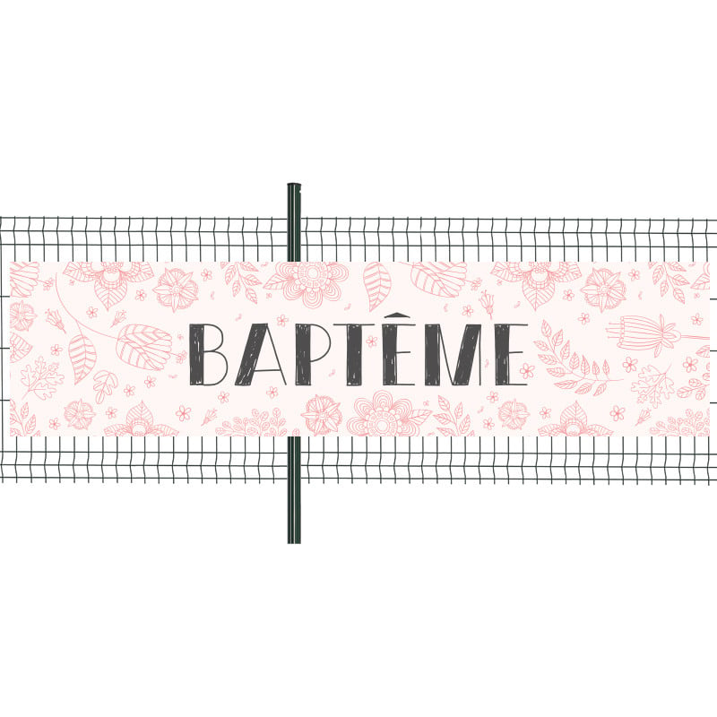 Banderole Prête à imprimer "Baptême" (fixation oeillets) 100x400 cm - Modèle 2 MACAP