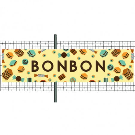 Banderole Prête à imprimer "Bonbon" (fixation oeillets) 100x400 cm - Modèle 1 MACAP