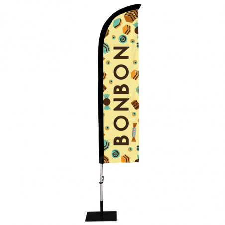 Beach flag Prêt à imprimer "Bonbon" (kit avec platine carrée) 2,8 m - Modèle 1 MACAP