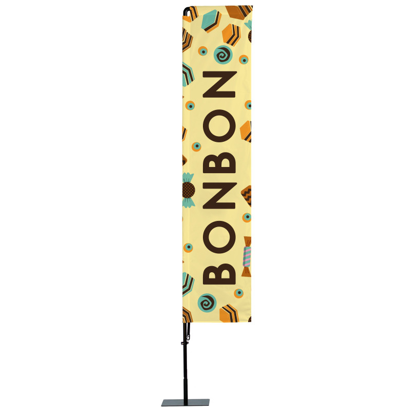 Beach flag Prêt à imprimer "Bonbon" (kit avec platine carrée) 3,5 m - Modèle 1 MACAP