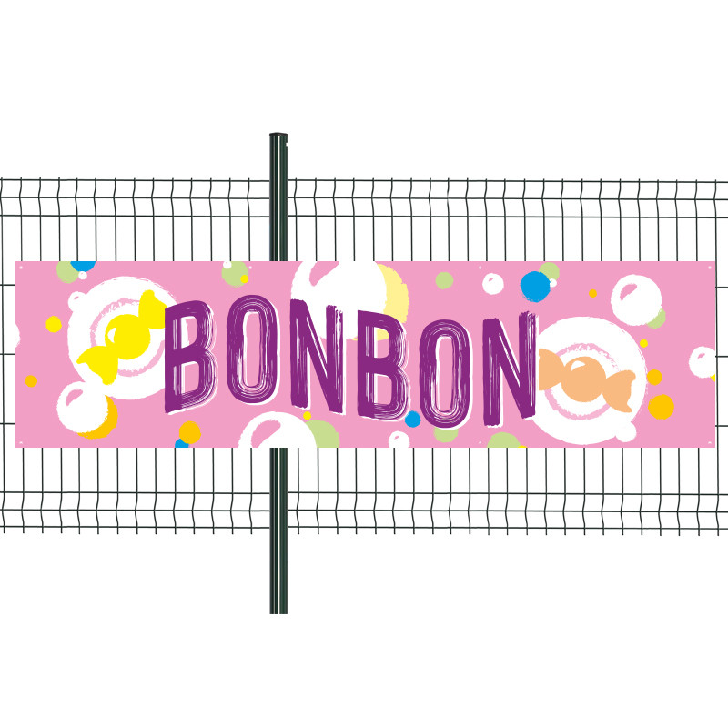 Banderole Prête à imprimer "Bonbon" (fixation oeillets) 80x300 cm - Modèle 2 MACAP