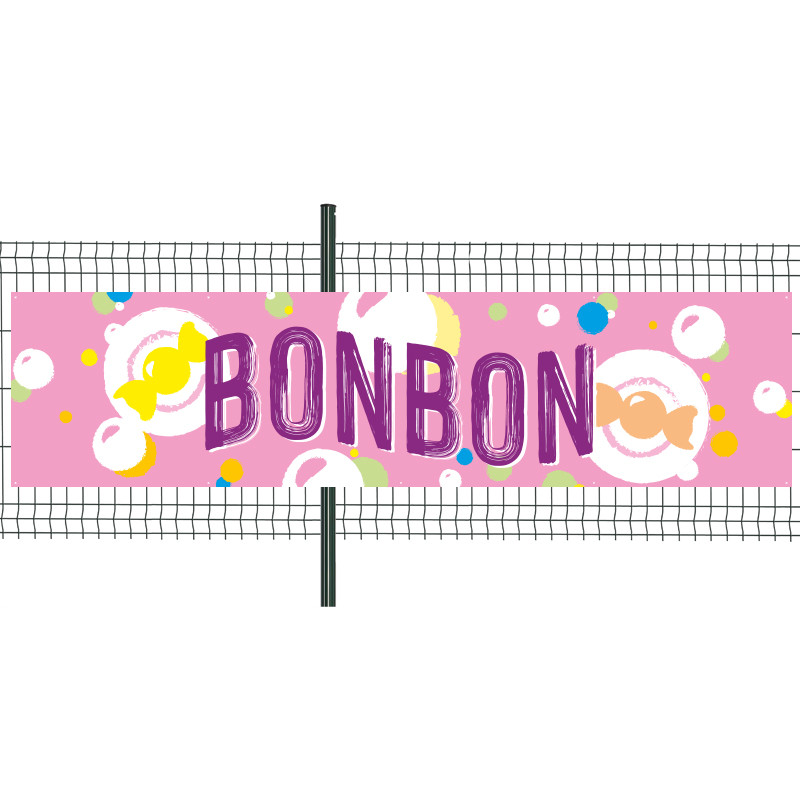 Banderole Prête à imprimer "Bonbon" (fixation oeillets) 100x400 cm - Modèle 2 MACAP