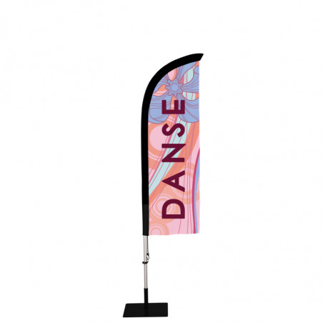 Beach flag Prêt à imprimer "Danse" (kit avec platine carrée) 2,3 m - Modèle 2 MACAP