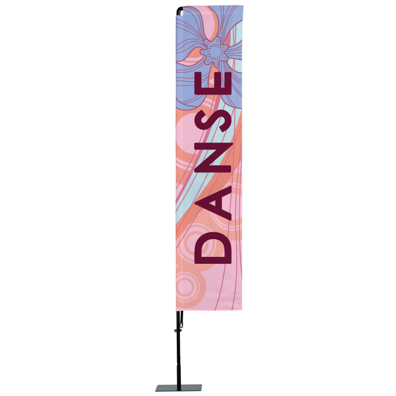 Beach flag Prêt à imprimer "Danse" (kit avec platine carrée) 3,5 m - Modèle 2 MACAP