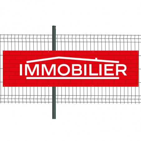 Banderole Prête à imprimer "Immobilier" (fixation oeillets) 80x300 cm - Modèle 1 MACAP