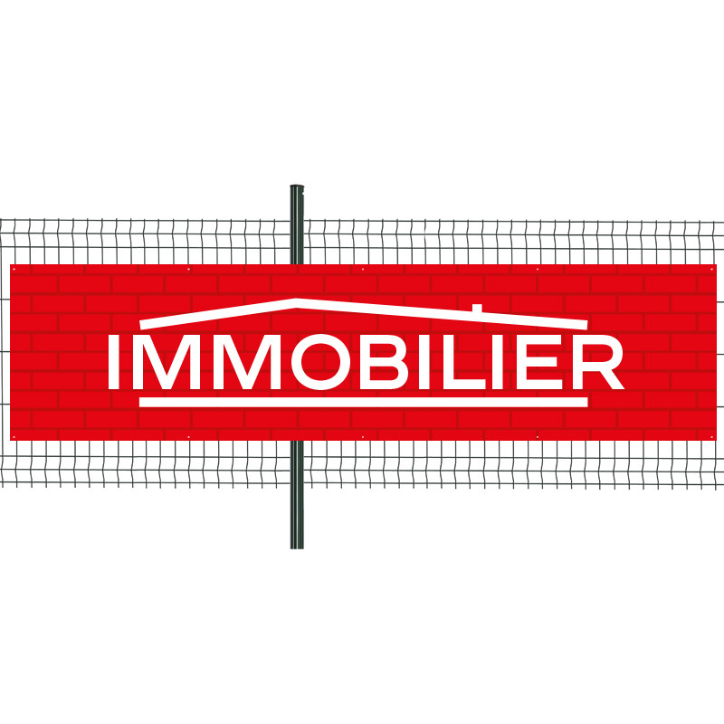 Banderole Prête à imprimer "Immobilier" (fixation oeillets) 100x400 cm - Modèle 1 MACAP