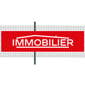 Banderole Prête à imprimer "Immobilier" (fixation oeillets) 100x400 cm - Modèle 1 MACAP