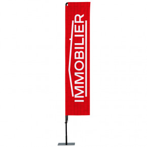 Beach flag Prêt à imprimer "Immobilier" (kit avec platine carrée) 3,5 m - Modèle 1 MACAP