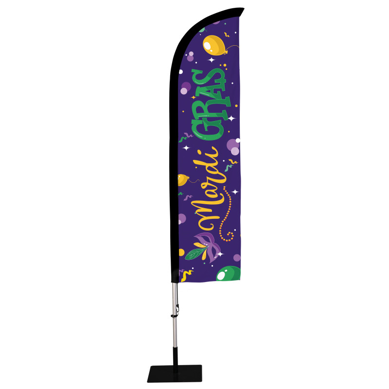 Beach flag Prêt à imprimer "Mardi gras" (kit avec platine carrée) 2,8 m - Modèle 1 MACAP