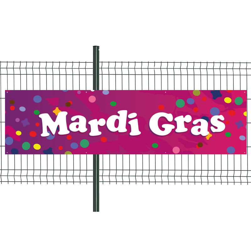 Banderole Prête à imprimer "Mardi gras" (fixation oeillets) 80x300 cm - Modèle 2 MACAP