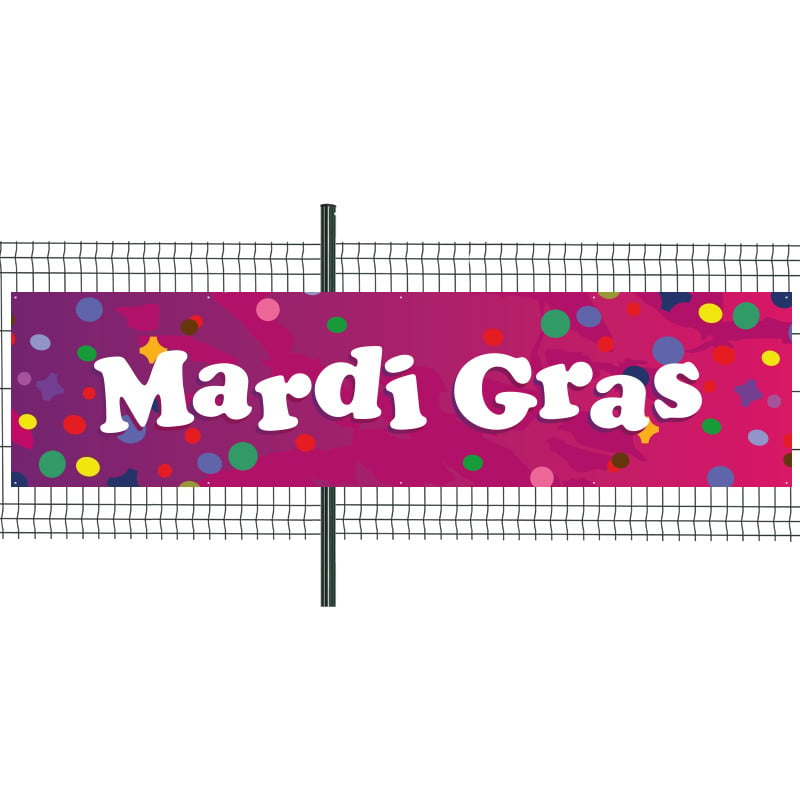 Banderole Prête à imprimer "Mardi gras" (fixation oeillets) 100x400 cm - Modèle 2 MACAP