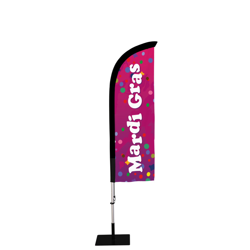 Beach flag Prêt à imprimer "Mardi gras" (kit avec platine carrée) 2,3 m - Modèle 2 MACAP