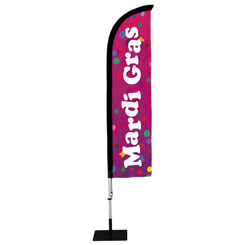 Beach flag Prêt à imprimer "Mardi gras" (kit avec platine carrée) 2,8 m - Modèle 2 MACAP