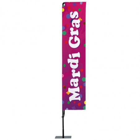 Beach flag Prêt à imprimer "Mardi gras" (kit avec platine carrée) 3,5 m - Modèle 2 MACAP