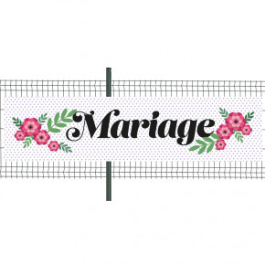 Banderole Prête à imprimer "Mariage" (fixation oeillets) 100x400 cm - Modèle 1 MACAP