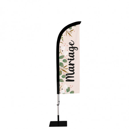 Beach flag Prêt à imprimer "Mariage" (kit avec platine carrée) 2,3 m - Modèle 2 MACAP