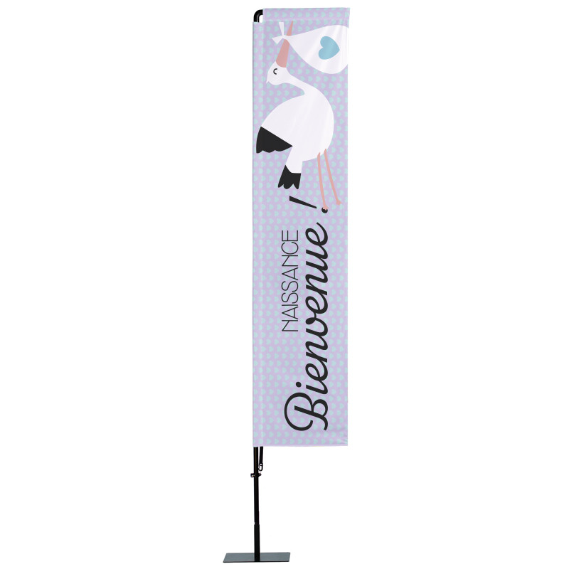 Beach flag Prêt à imprimer "Naissance" (kit avec platine carrée) 3,5 m - Modèle 2 MACAP