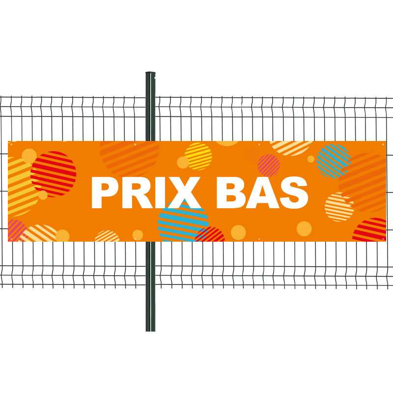Banderole Prête à imprimer "Prix bas" (fixation oeillets) 80x300 cm - Modèle 3 MACAP