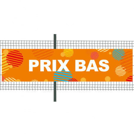 Banderole Prête à imprimer "Prix bas" (fixation oeillets) 100x400 cm - Modèle 3 MACAP