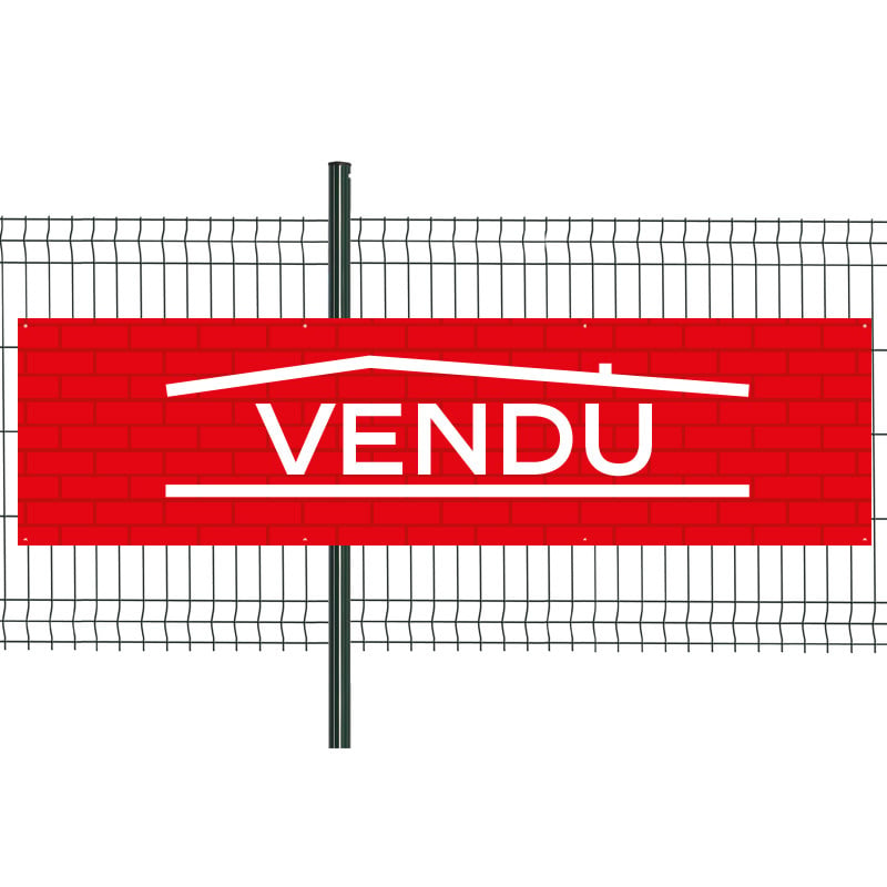 Banderole Prête à imprimer "Vendu" (fixation oeillets) 80x300 cm - Modèle 1 MACAP