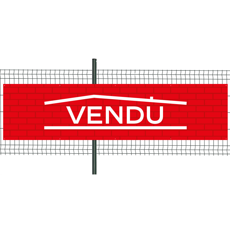 Banderole Prête à imprimer "Vendu" (fixation oeillets) 100x400 cm - Modèle 1 MACAP