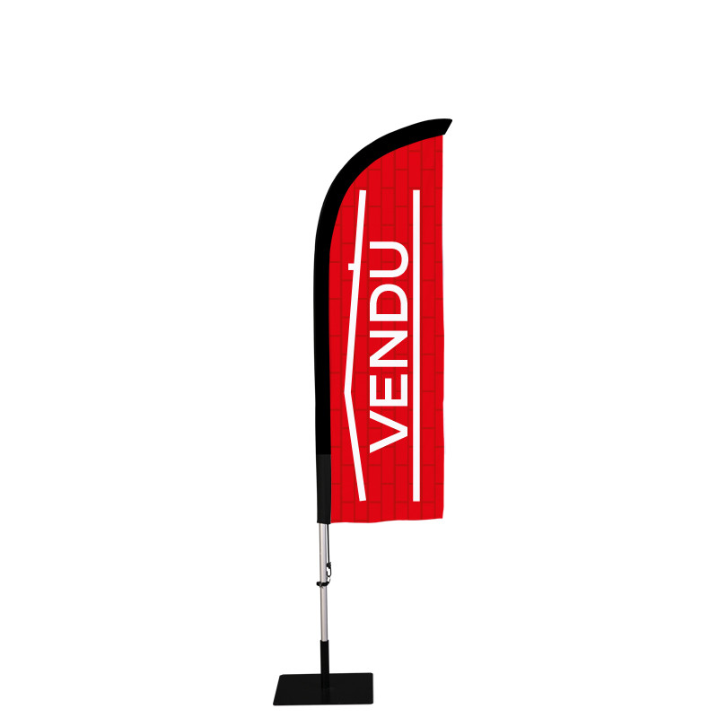 Beach flag Prêt à imprimer "Vendu" (kit avec platine carrée) 2,3 m - Modèle 1 MACAP