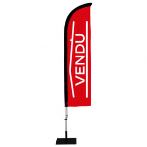 Beach flag Prêt à imprimer "Vendu" (kit avec platine carrée) 2,8 m - Modèle 1 MACAP