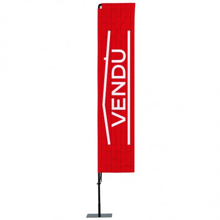Beach flag Prêt à imprimer "Vendu" (kit avec platine carrée) 3,5 m - Modèle 1 MACAP
