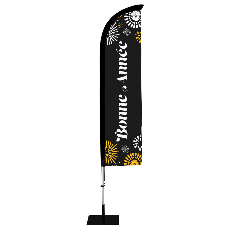Beach flag Prêt à imprimer "Bonne année" (kit avec platine carrée) 2,8 m - Modèle 1 MACAP Beach flag Prêt à imprimer "Bonne année" (kit avec platine carrée) 2,8 m - Modèle 1 MACAP
