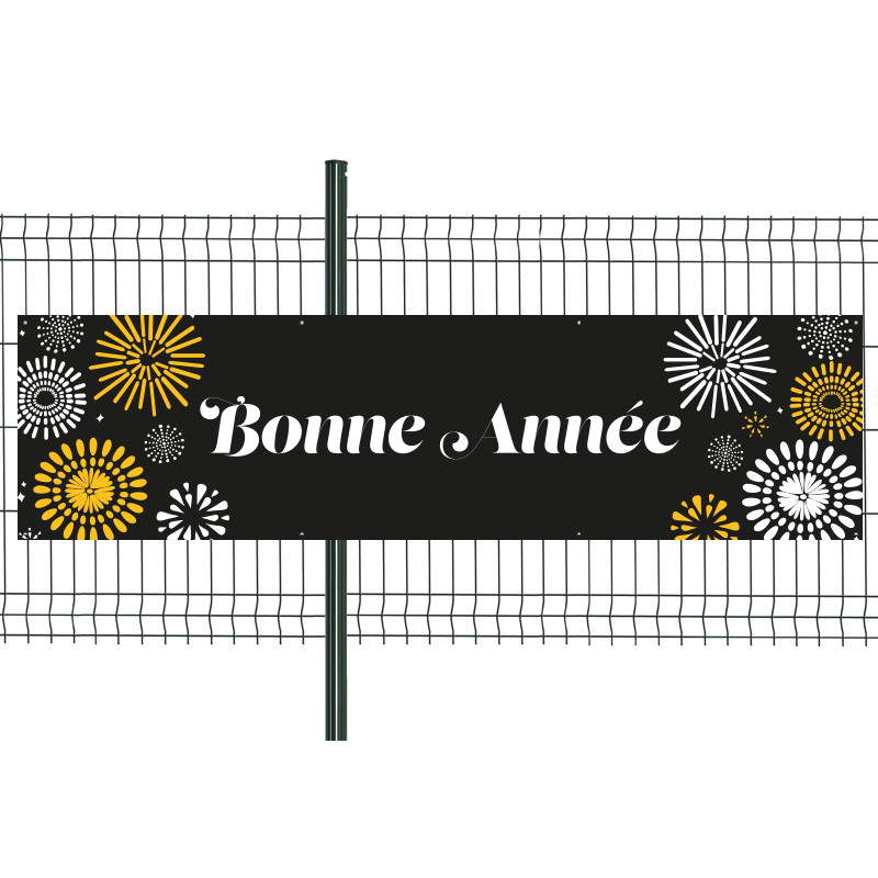 Banderole Prête à imprimer "Bonne année" (fixation oeillets) 80x300 cm - Modèle 1 MACAP