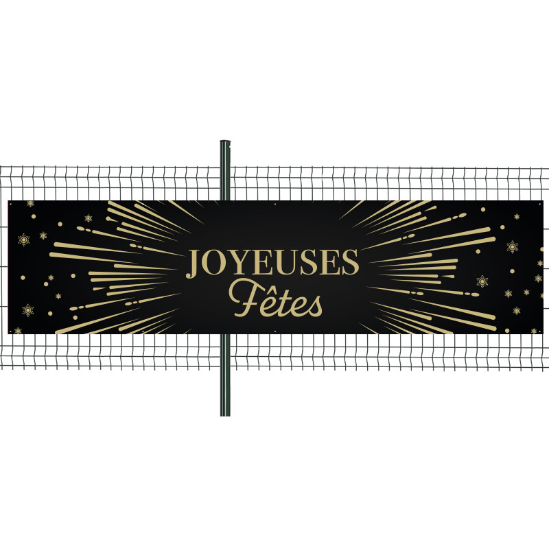 Banderole Prête à imprimer "Joyeuses fêtes" (fixation oeillets) 100x400 cm - Modèle 1 MACAP