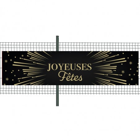 Banderole Prête à imprimer "Joyeuses fêtes" (fixation oeillets) 100x400 cm - Modèle 1 MACAP