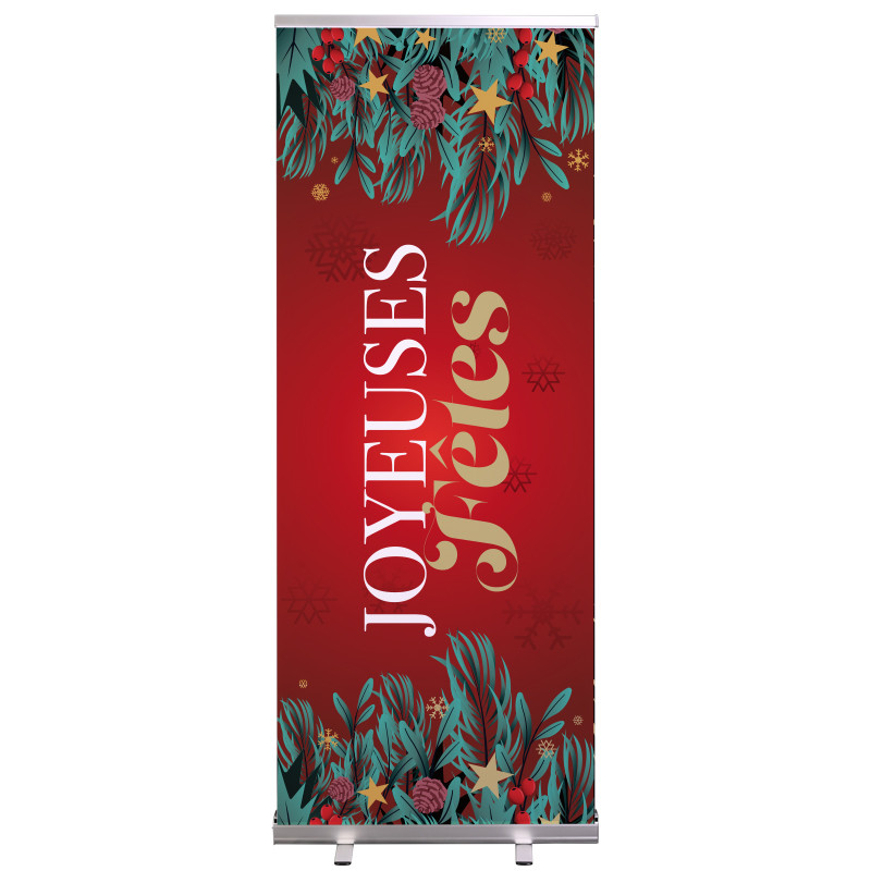 Roll-up Prêt à imprimer "Joyeuses fêtes" (avec housse de transport) 80x200 cm - Modèle 2 MACAP